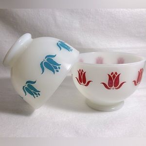 vintage Fire King milk glass tulip cottage cheese bowls